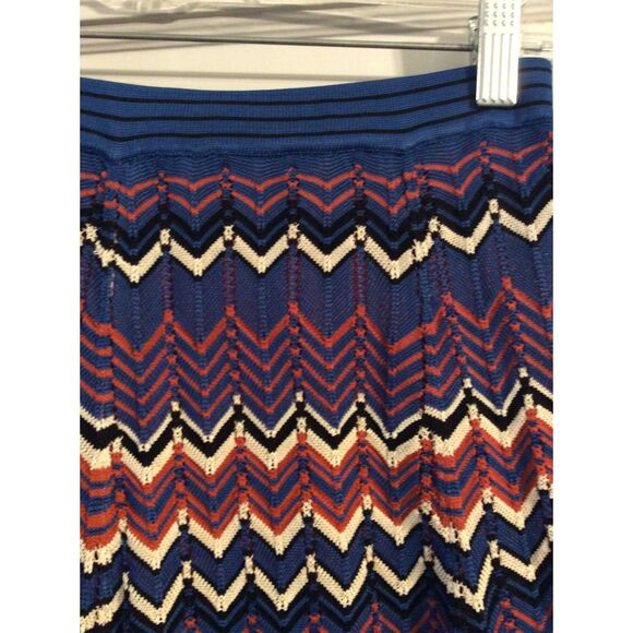 Sandro Paris Crocheted Skirt Chevron Small Stretchy Midi Elastic Waist boho - Picture 5 of 8